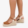 Bosanova Espadrilles | Sandales Compensées | Espadrilles marron avec bracelet et semelle en sparte