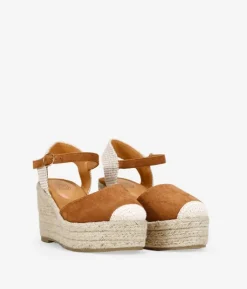 Bosanova Espadrilles | Sandales Compensées | Espadrilles marron avec bracelet et semelle en sparte