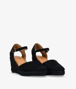 Bosanova Espadrilles | Sandales Compensées | Espadrilles noires à semelle compensée en sparte