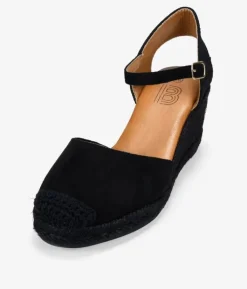 Bosanova Espadrilles | Sandales Compensées | Espadrilles noires à semelle compensée en sparte