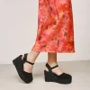 Bosanova Espadrilles | Sandales Compensées | Espadrilles noires avec bracelet et semelle en sparte