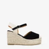 Bosanova Espadrilles | Sandales Compensées | Espadrilles noires avec bracelet et talon compensé en sparte