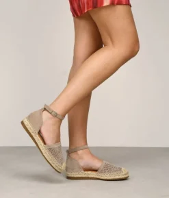 Bosanova Espadrilles | Sandales Spartiates | Espadrilles plates taupe avec herbe d'alfa