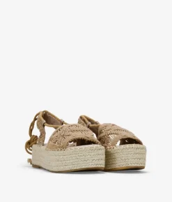 Bosanova Espadrilles | Sandales Spartiates | Espadrilles taupe avec plateforme en sparte