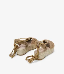 Bosanova Espadrilles | Sandales Spartiates | Espadrilles taupe avec plateforme en sparte