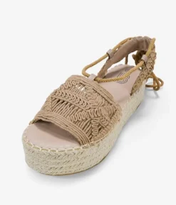 Bosanova Espadrilles | Sandales Spartiates | Espadrilles taupe avec plateforme en sparte