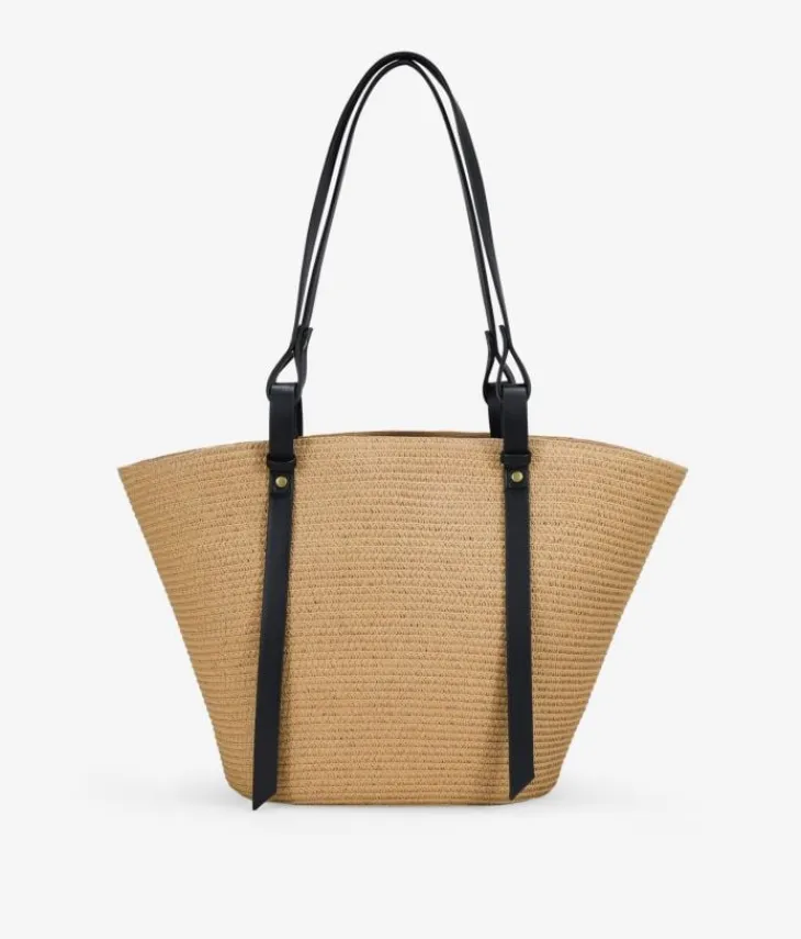 Bosanova Sacs Raphia Et Crochet | Sacs Porté Épaule | Fourre-tout à bandoulière avec fermeture éclair