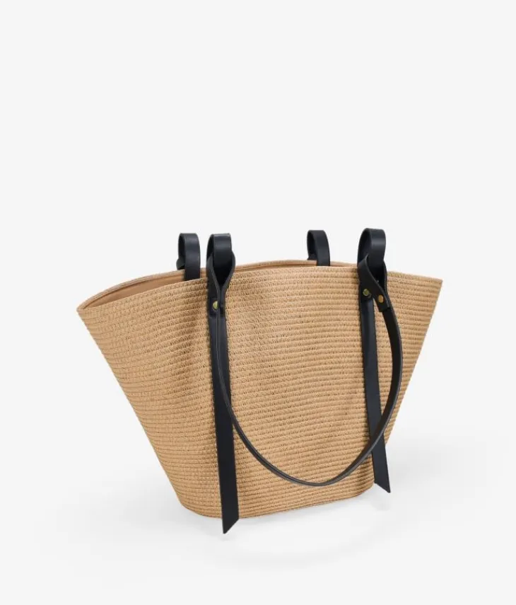 Bosanova Sacs Raphia Et Crochet | Sacs Porté Épaule | Fourre-tout à bandoulière avec fermeture éclair