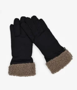 Femme Bosanova Gants | Gants noirs avec manchette en peau de mouton