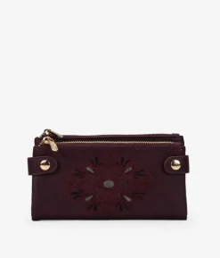 Femme Bosanova Portefeuilles | Grand portefeuille bordeaux avec broderie