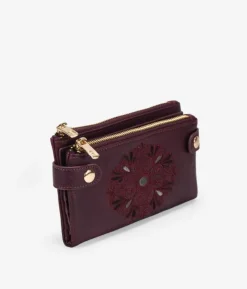 Femme Bosanova Portefeuilles | Grand portefeuille bordeaux avec broderie