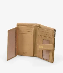 Femme Bosanova Portefeuilles | Grand portefeuille doré en cuir texturé
