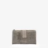 Femme Bosanova Portefeuilles | Grand portefeuille en cuir taupe imprimé animalier avec zip et bouton