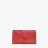 Femme Bosanova Portefeuilles | Grand portefeuille en cuir imprimé animalier rouge avec zip et bouton