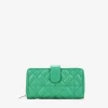 Femme Bosanova Portefeuilles | Grand portefeuille en cuir vegan vert avec fermeture éclair et compartiments