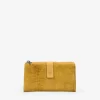 Femme Bosanova Portefeuilles | Grand portefeuille en cuir jaune imprimé animal avec fermeture éclair et bouton