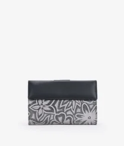 Femme Bosanova Portefeuilles | Grand portefeuille en cuir gris imprimé