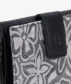 Femme Bosanova Portefeuilles | Grand portefeuille en cuir gris imprimé