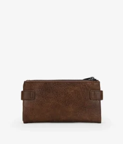 Femme Bosanova Portefeuilles | Grand portefeuille marron avec double fermeture éclair et logo clouté
