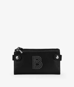 Femme Bosanova Portefeuilles | Grand portefeuille noir avec double fermeture éclair et logo clouté