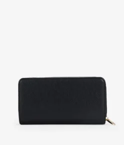 Femme Bosanova Portefeuilles | Grand portefeuille noir avec clous, fermeture éclair et bouton.