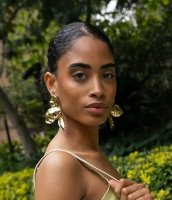 Bosanova Boucles D'oreilles | Grandes boucles d'oreilles en métal texturé doré