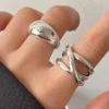 Bosanova Bagues | Lot de deux bagues métalliques argentées
