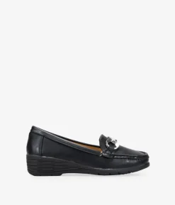 Bosanova Chaussures Et Mocassins | Mocassins compensés noirs avec détail métallisé