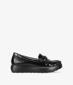 Bosanova Chaussures Et Mocassins | Mocassins compensés noirs avec détail métallisé