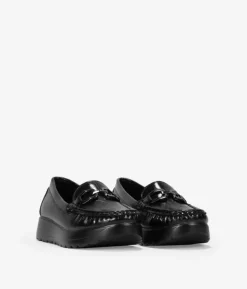 Bosanova Chaussures Et Mocassins | Mocassins compensés noirs avec détail métallisé