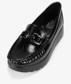 Bosanova Chaussures Et Mocassins | Mocassins compensés noirs avec détail métallisé