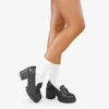 Bosanova Chaussures En Cuir | Chaussures Et Mocassins | Mocassins en cuir noir à talons dentelés