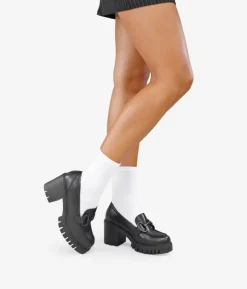 Bosanova Chaussures En Cuir | Chaussures Et Mocassins | Mocassins en cuir noir à talons dentelés