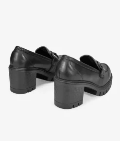 Bosanova Chaussures En Cuir | Chaussures Et Mocassins | Mocassins en cuir noir à talons dentelés