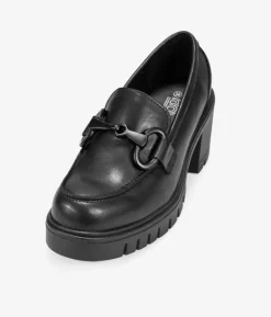 Bosanova Chaussures En Cuir | Chaussures Et Mocassins | Mocassins en cuir noir à talons dentelés