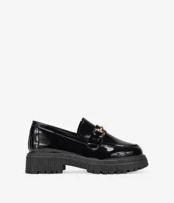 Bosanova Chaussures Et Mocassins | Mocassins en cuir verni noir avec plateforme