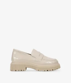 Bosanova Chaussures Et Mocassins | Mocassins en cuir verni taupe avec plateforme