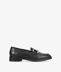 Bosanova Chaussures En Cuir | Chaussures Et Mocassins | Mocassins plats en cuir noir avec détail métallisé