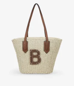 Bosanova Sacs Raphia Et Crochet | Sacs Porté Épaule | Nacelle en raphia beige avec poignées d'épaule