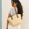 Bosanova Sacs Raphia Et Crochet | Sacs Porté Épaule | Nacelle en raphia beige avec fermeture éclair