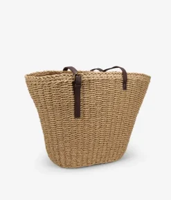 Bosanova Sacs Raphia Et Crochet | Sacs Porté Épaule | Nacelle en raphia beige avec poche