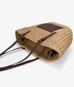 Bosanova Sacs Raphia Et Crochet | Sacs Porté Épaule | Nacelle en raphia beige avec poche