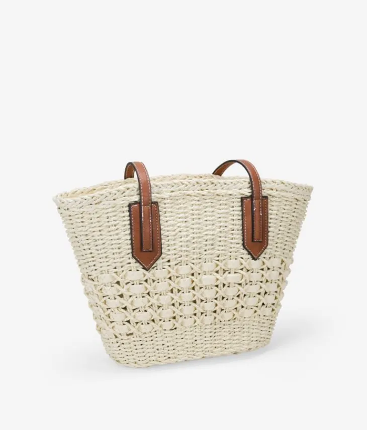 Bosanova Sacs Raphia Et Crochet | Sacs Porté Épaule | Nacelle en raphia beige avec fermeture éclair