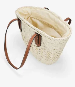 Bosanova Sacs Raphia Et Crochet | Sacs Porté Épaule | Nacelle en raphia beige avec fermeture éclair