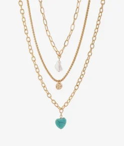 Bosanova Colliers | Pack de colliers en métal doré avec pendentif
