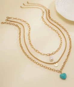 Bosanova Colliers | Pack de colliers en métal doré avec pendentif