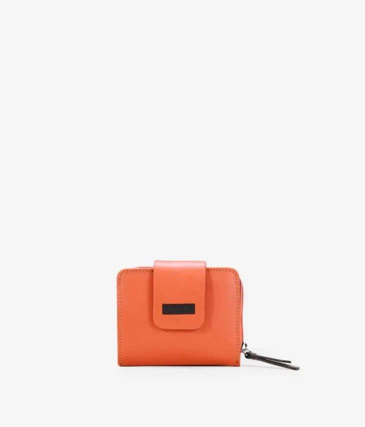 Femme Bosanova Portefeuilles | Petit portefeuille cuir orange à rabat