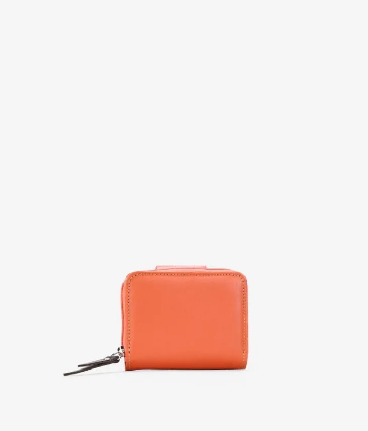 Femme Bosanova Portefeuilles | Petit portefeuille cuir orange à rabat
