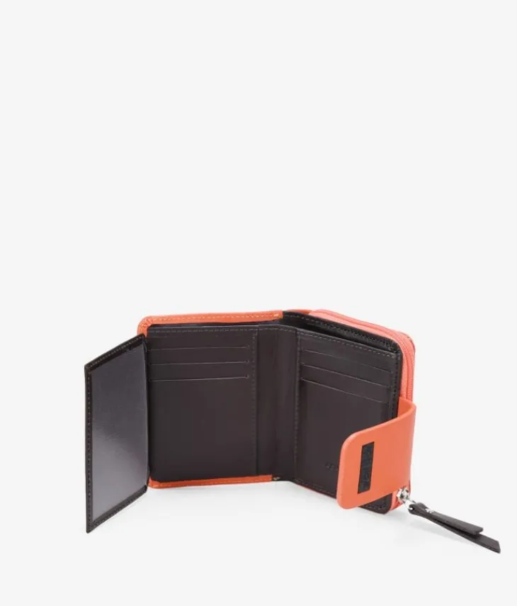 Femme Bosanova Portefeuilles | Petit portefeuille cuir orange à rabat