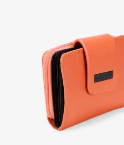 Femme Bosanova Portefeuilles | Petit portefeuille cuir orange à rabat